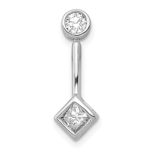 Solid 14k White Gold 1/4ct. Simulated CZ Chain Slide Pendant