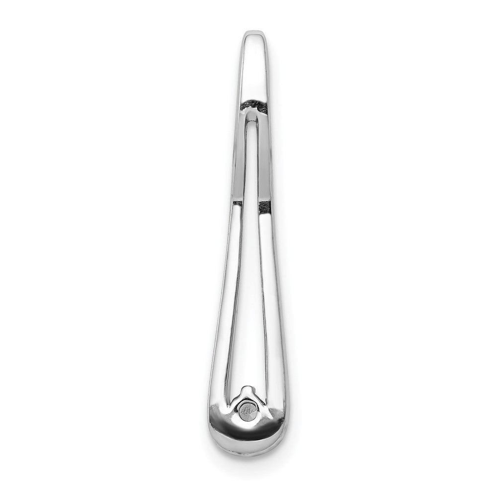 Solid 14k White Gold 1/20ct. Simulated CZ Fancy Teardrop Chain Slide Pendant