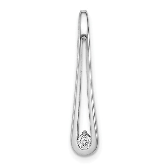 Solid 14k White Gold 1/20ct. Simulated CZ Fancy Teardrop Chain Slide Pendant