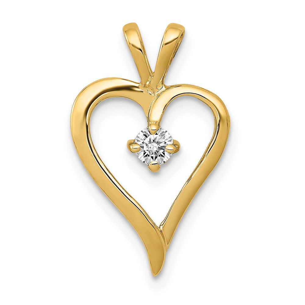 Stunning Diamond Heart Pendant For Women In 14K Yellow Gold