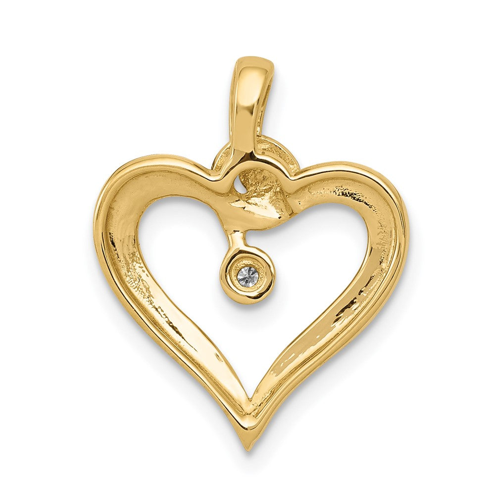 14K Yellow Gold AA .01ct. Real Diamond Heart Pendant