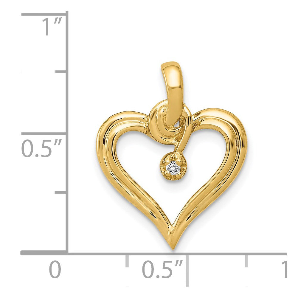 14K Yellow Gold AA .01ct. Real Diamond Heart Pendant