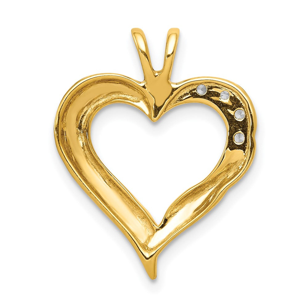 14K Yellow Gold Real Diamond Fancy Heart Pendant