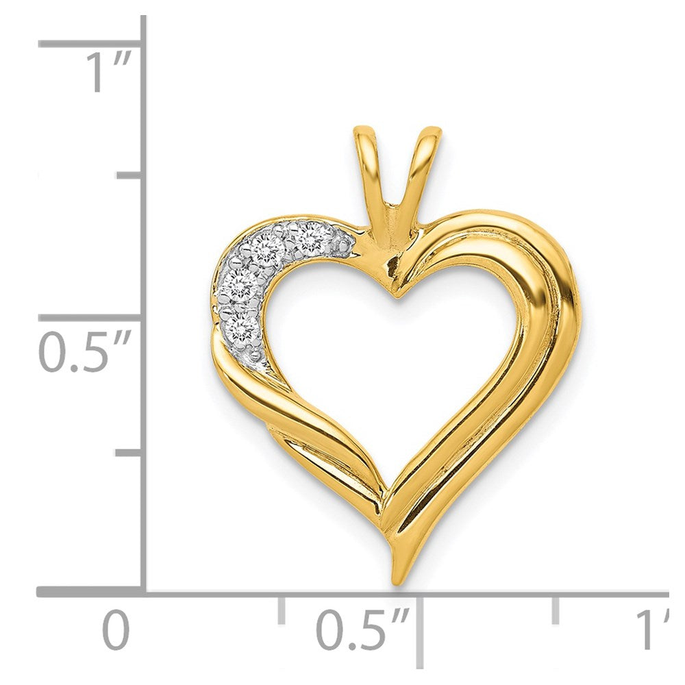 14K Yellow Gold Real Diamond Fancy Heart Pendant