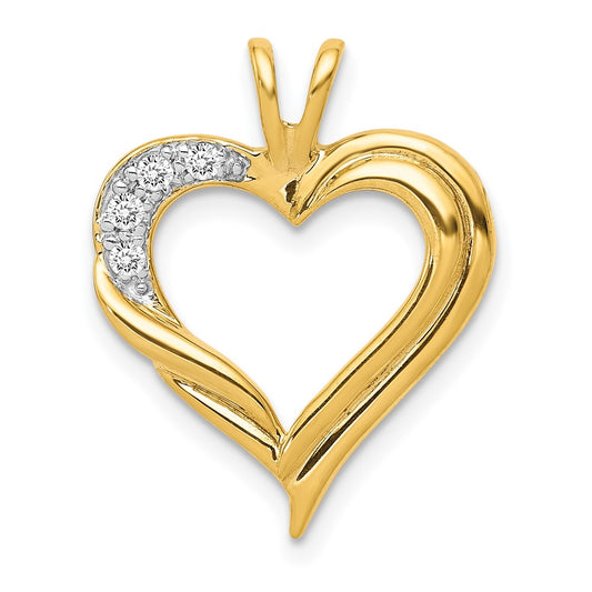 14K Yellow Gold Real Diamond Fancy Heart Pendant