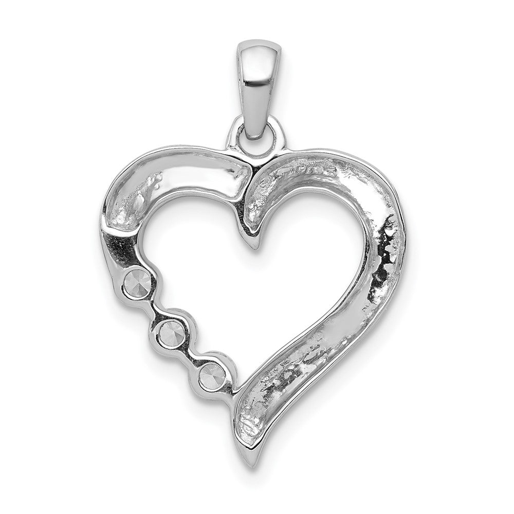 14k White Gold Three Stone 1/4ct. Real Diamond Heart Pendant