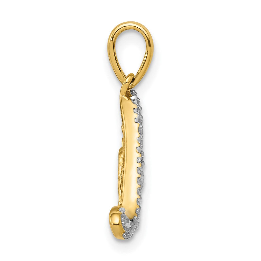 14K Yellow Gold w/Rhodium .02ct. Real Diamond LOVE Pendant