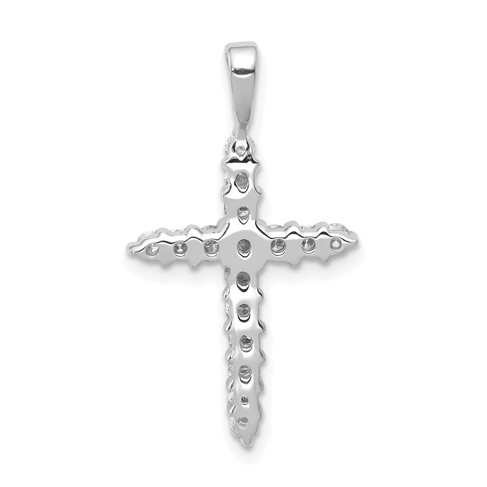 14k White Gold AA 1/2ct. Real Diamond Cross Pendant