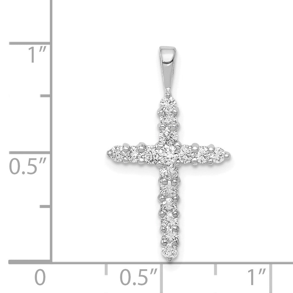 14k White Gold AA 1/2ct. Real Diamond Cross Pendant