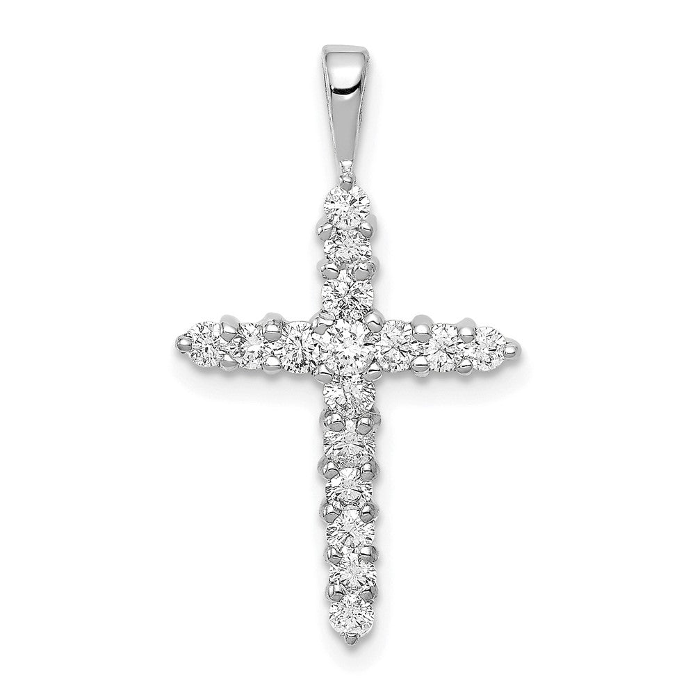 14k White Gold AA 1/2ct. Real Diamond Cross Pendant