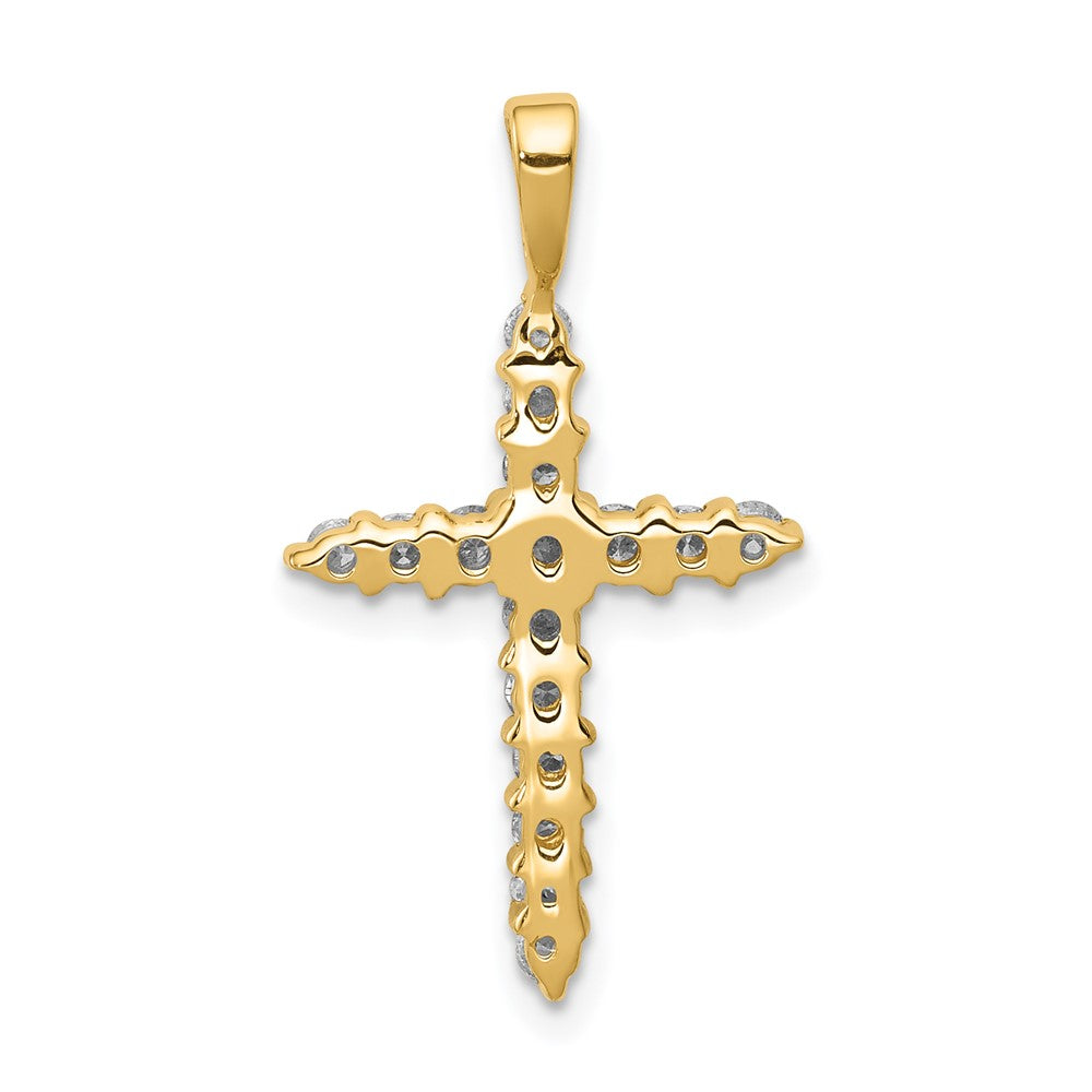 14K Yellow Gold AA Real Diamond Cross Pendant