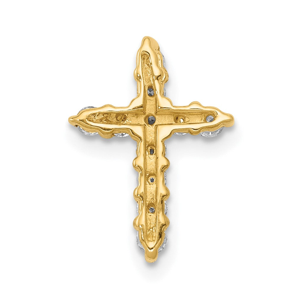 14K Yellow Gold AA 1/3ct. Real Diamond Cross Pendant