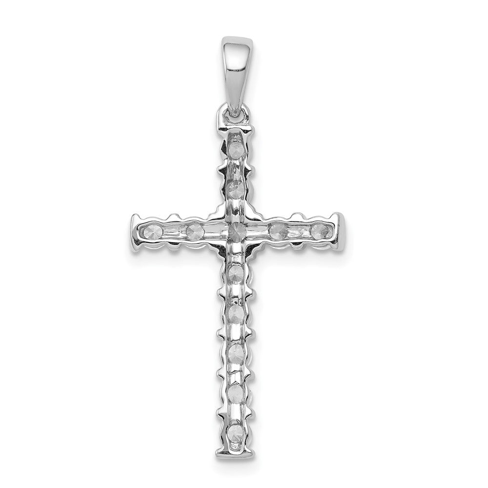 14k White Gold AA 3/4ct. Real Diamond Latin Cross Pendant