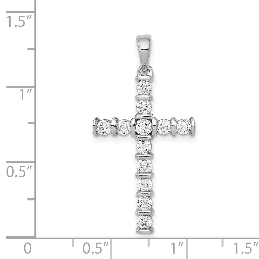 14k White Gold AA 3/4ct. Real Diamond Latin Cross Pendant