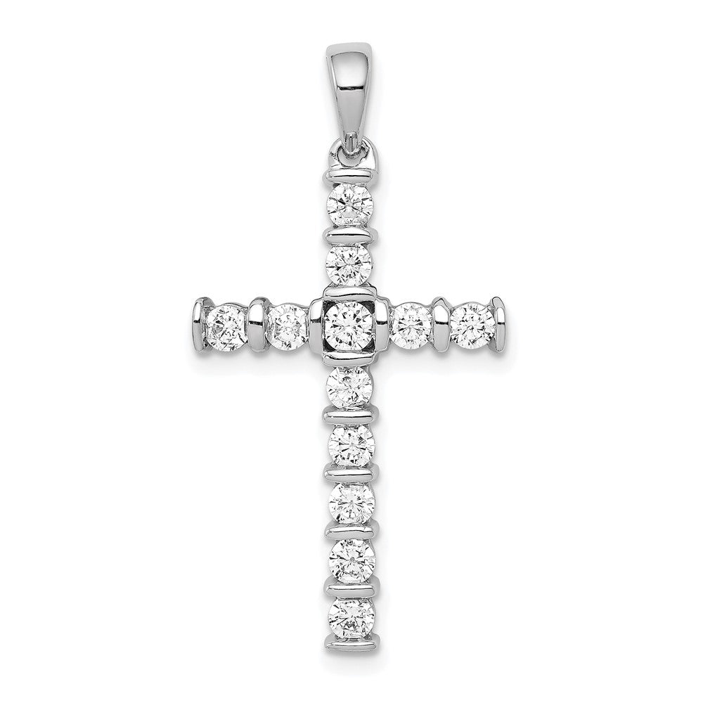 14k White Gold AA 3/4ct. Real Diamond Latin Cross Pendant