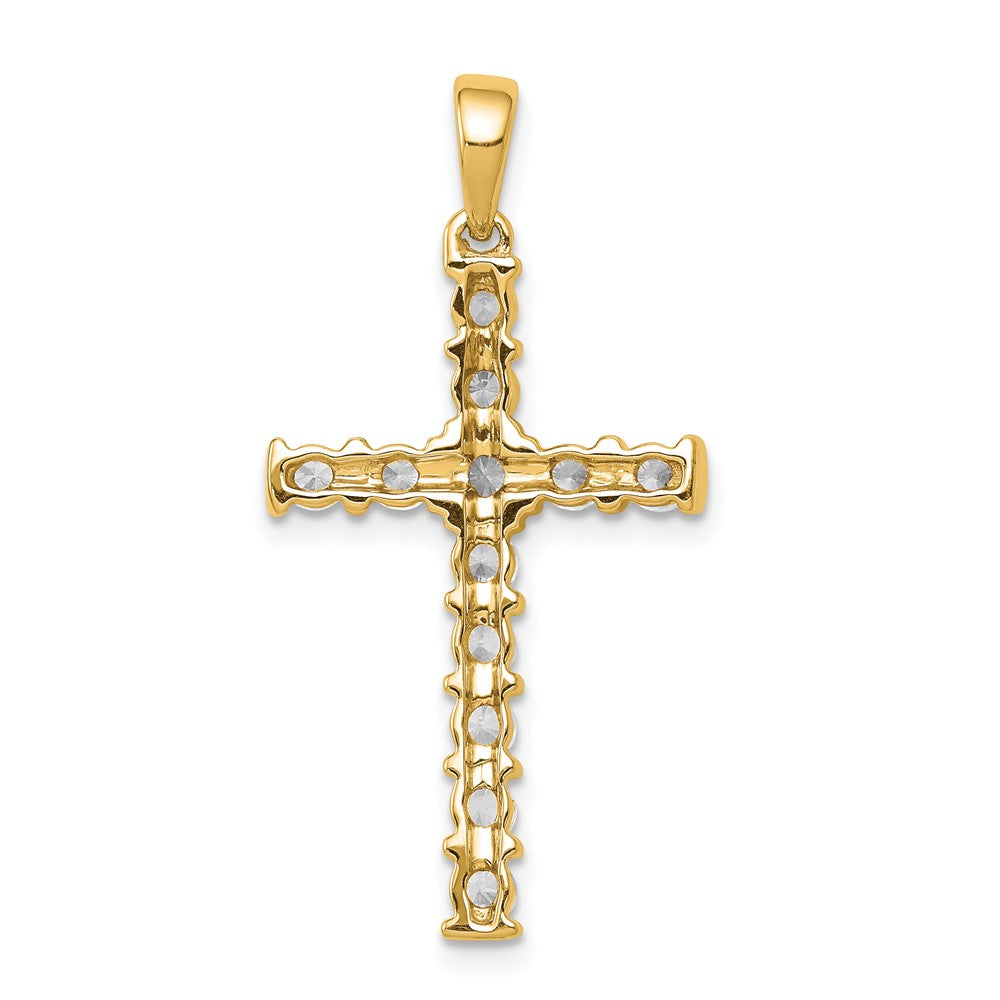 14K Yellow Gold AA 3/4ct. Real Diamond Latin Cross Pendant