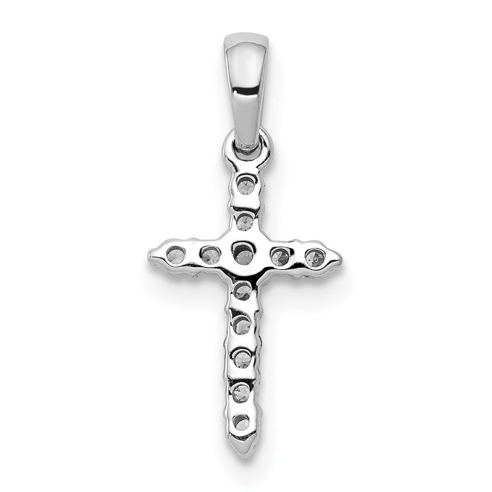 14k White Gold Polished Real Diamond Cross Pendant