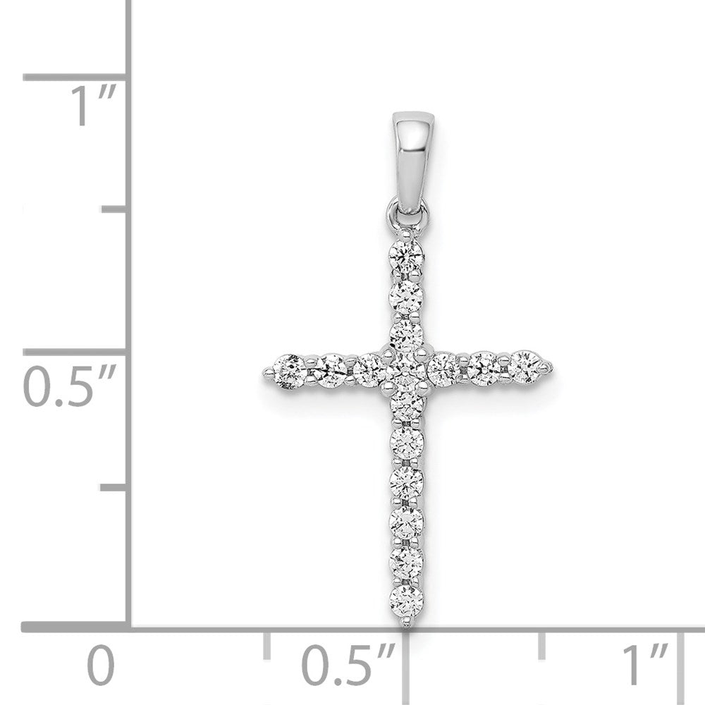 14k White Gold Polished 1/4ct. Real Diamond Cross Pendant