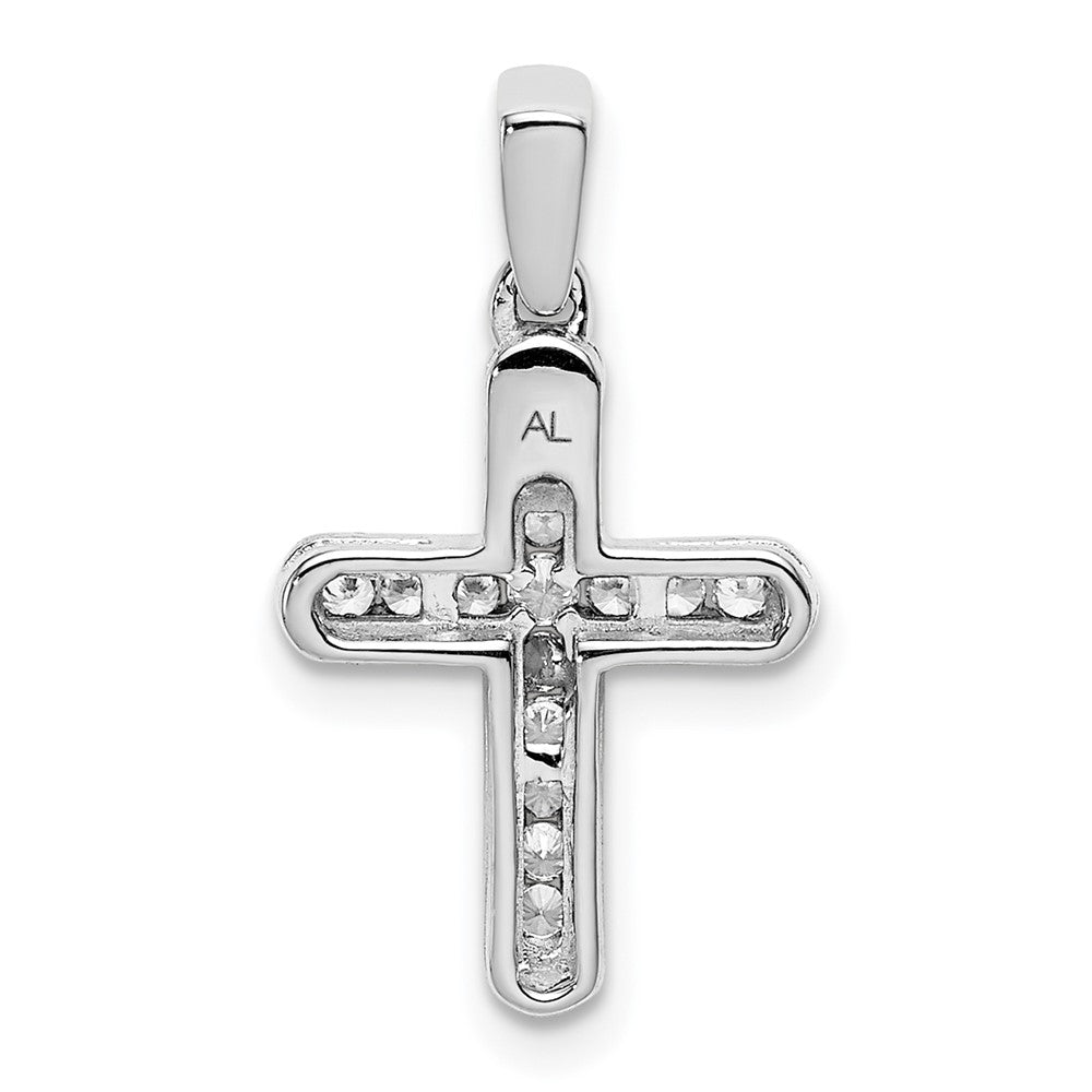 14k White Gold 1/6ct. Real Diamond Latin Cross Pendant