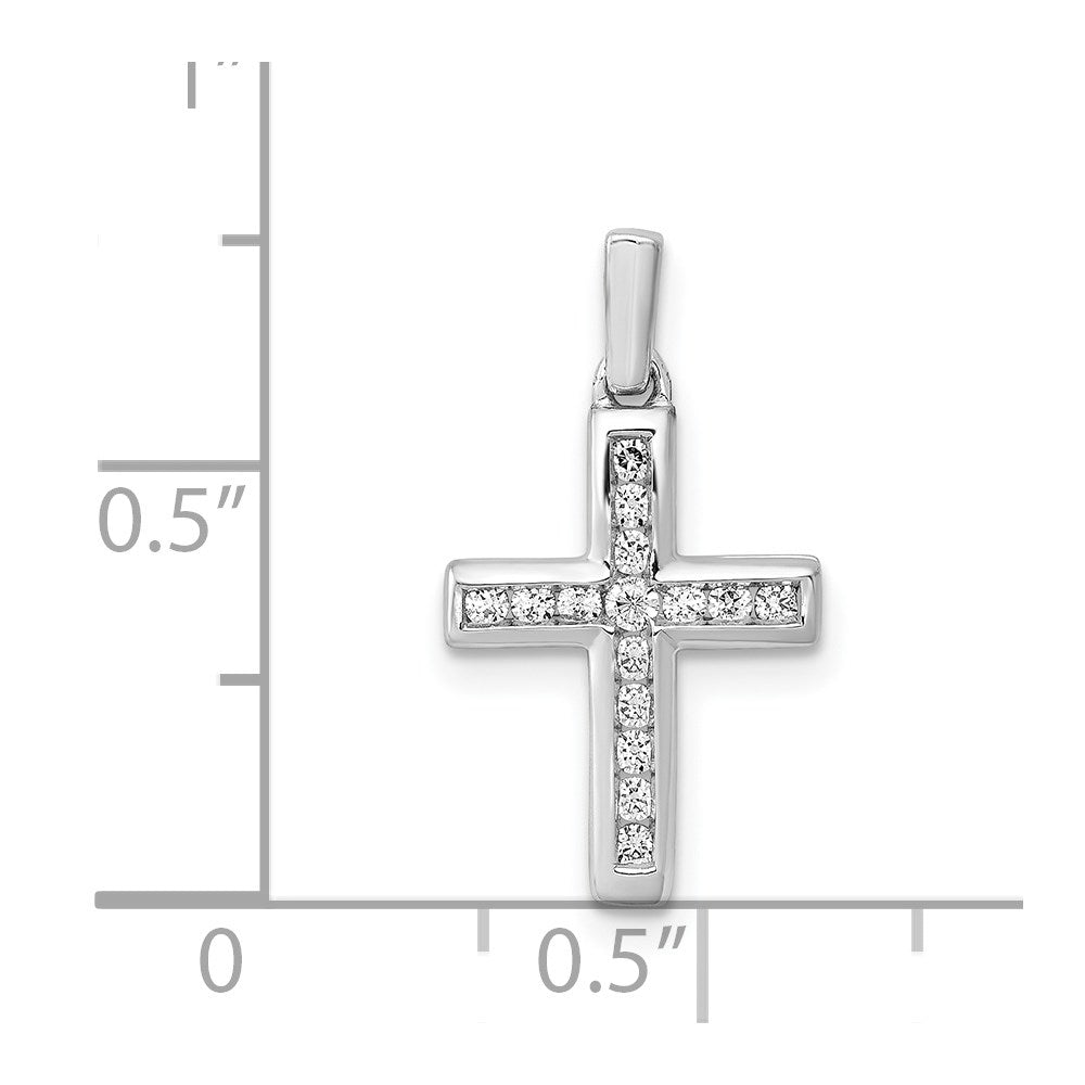 14k White Gold 1/6ct. Real Diamond Latin Cross Pendant