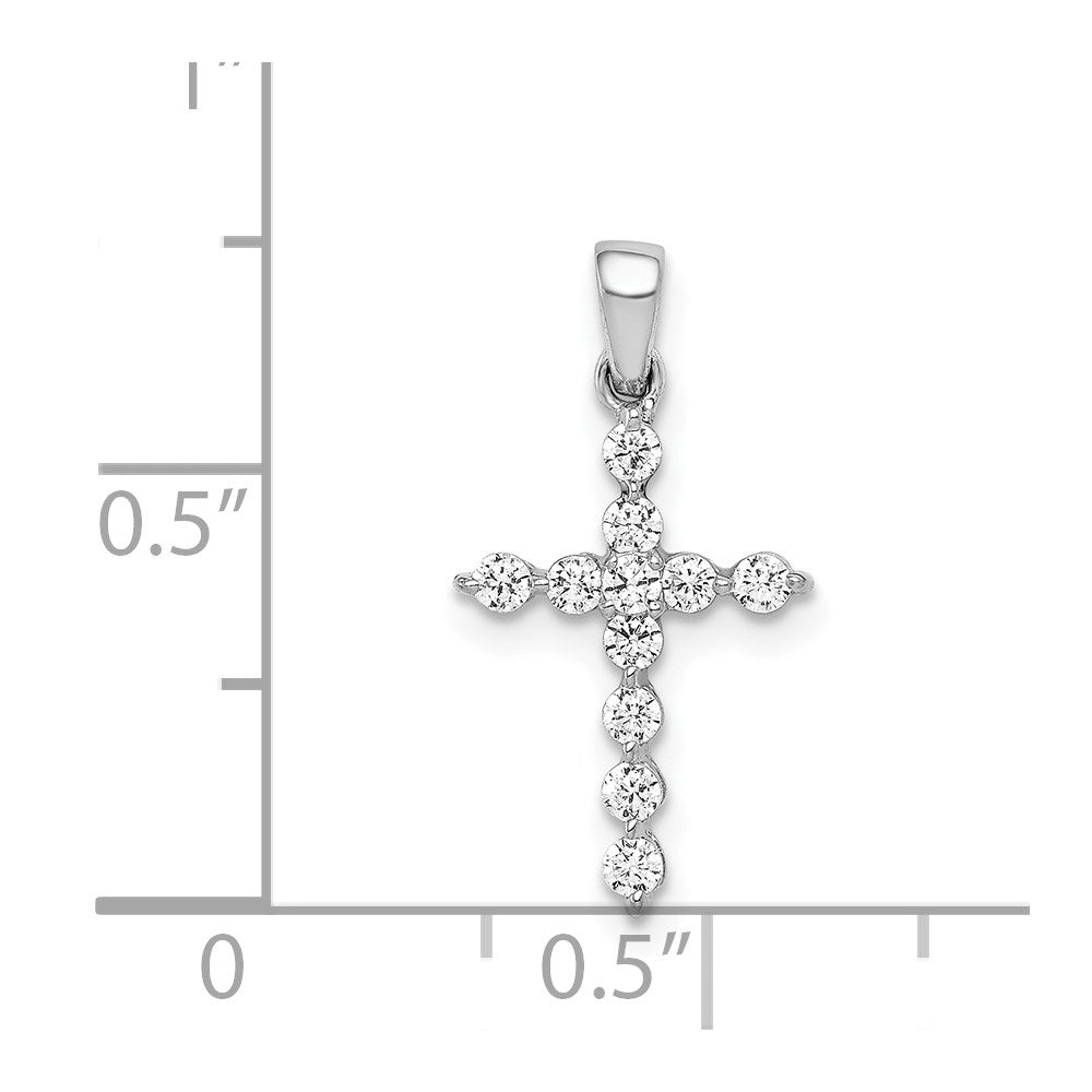 14k White Gold 1/4ct. Real Diamond Cross Pendant