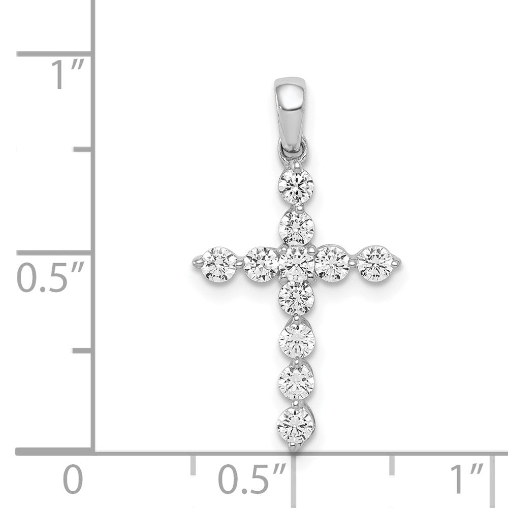 14k White Gold 1/2ct. Real Diamond Cross Pendant