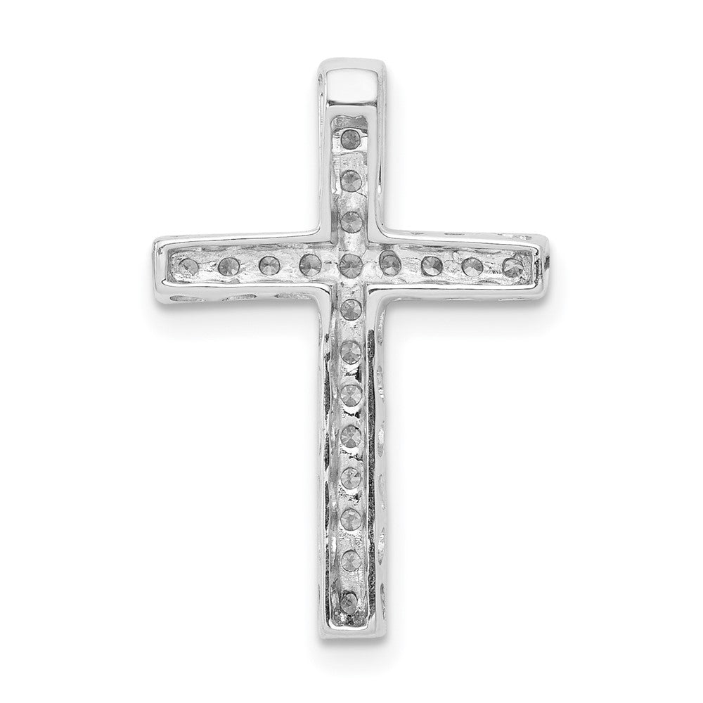 Solid 14k White Gold Simulated CZ Cross Slide Pendant