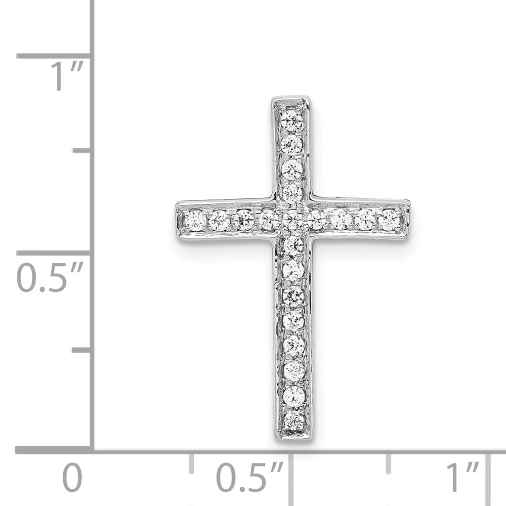 Solid 14k White Gold Simulated CZ Cross Slide Pendant