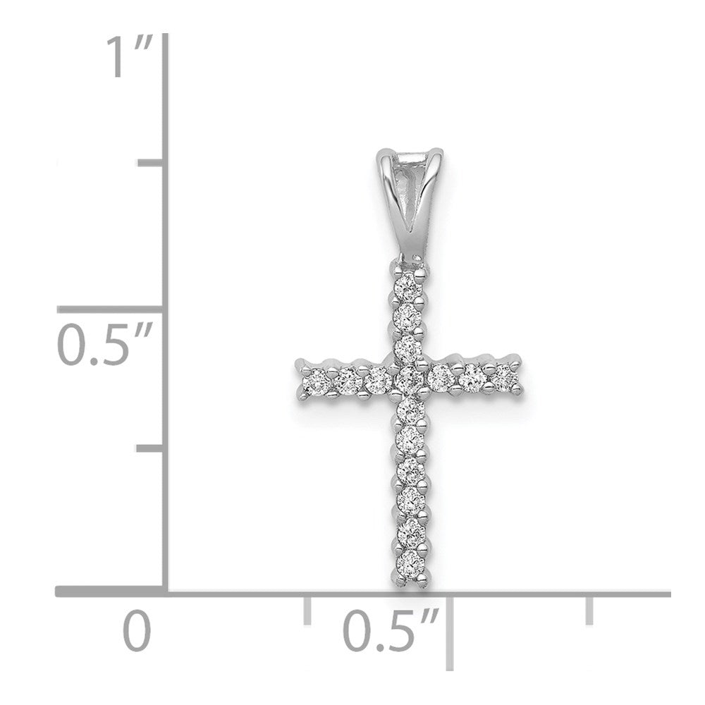 14k White Gold 1/6ct. Real Diamond Latin Cross Pendant