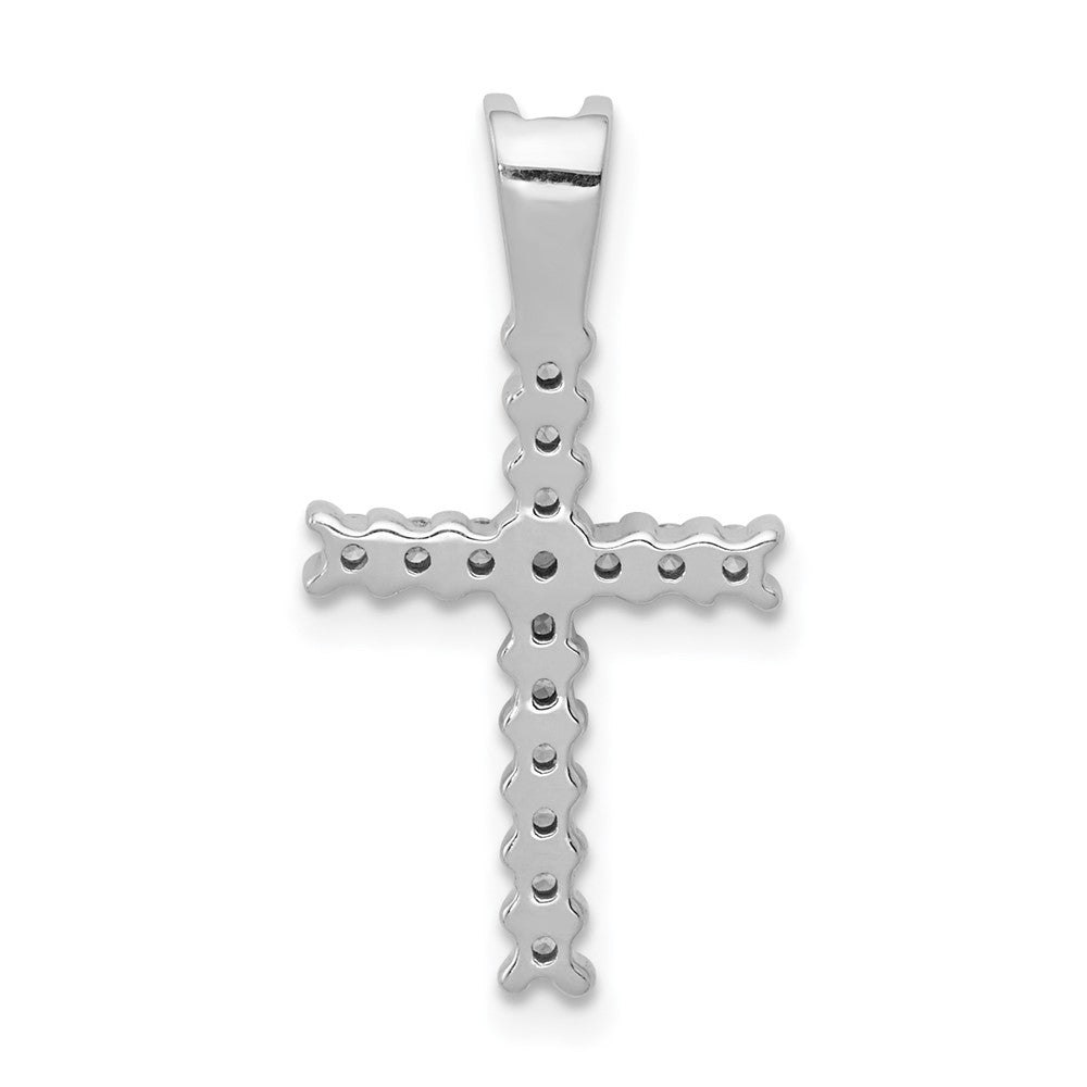 14k White Gold 1/4ct. Real Diamond Latin Cross Pendant