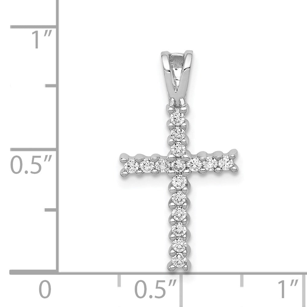 14k White Gold 1/4ct. Real Diamond Latin Cross Pendant