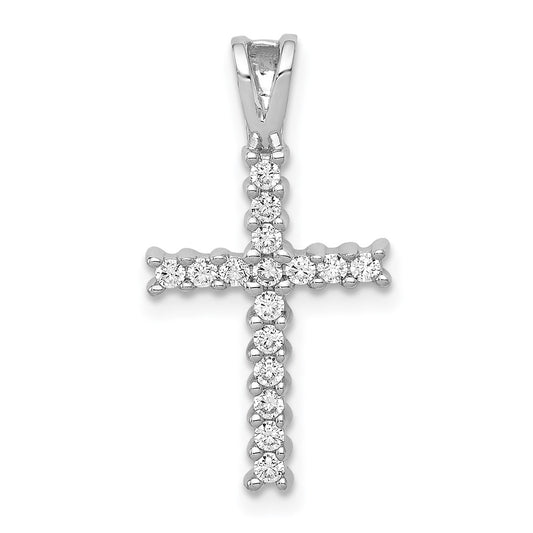 14k White Gold 1/4ct. Real Diamond Latin Cross Pendant