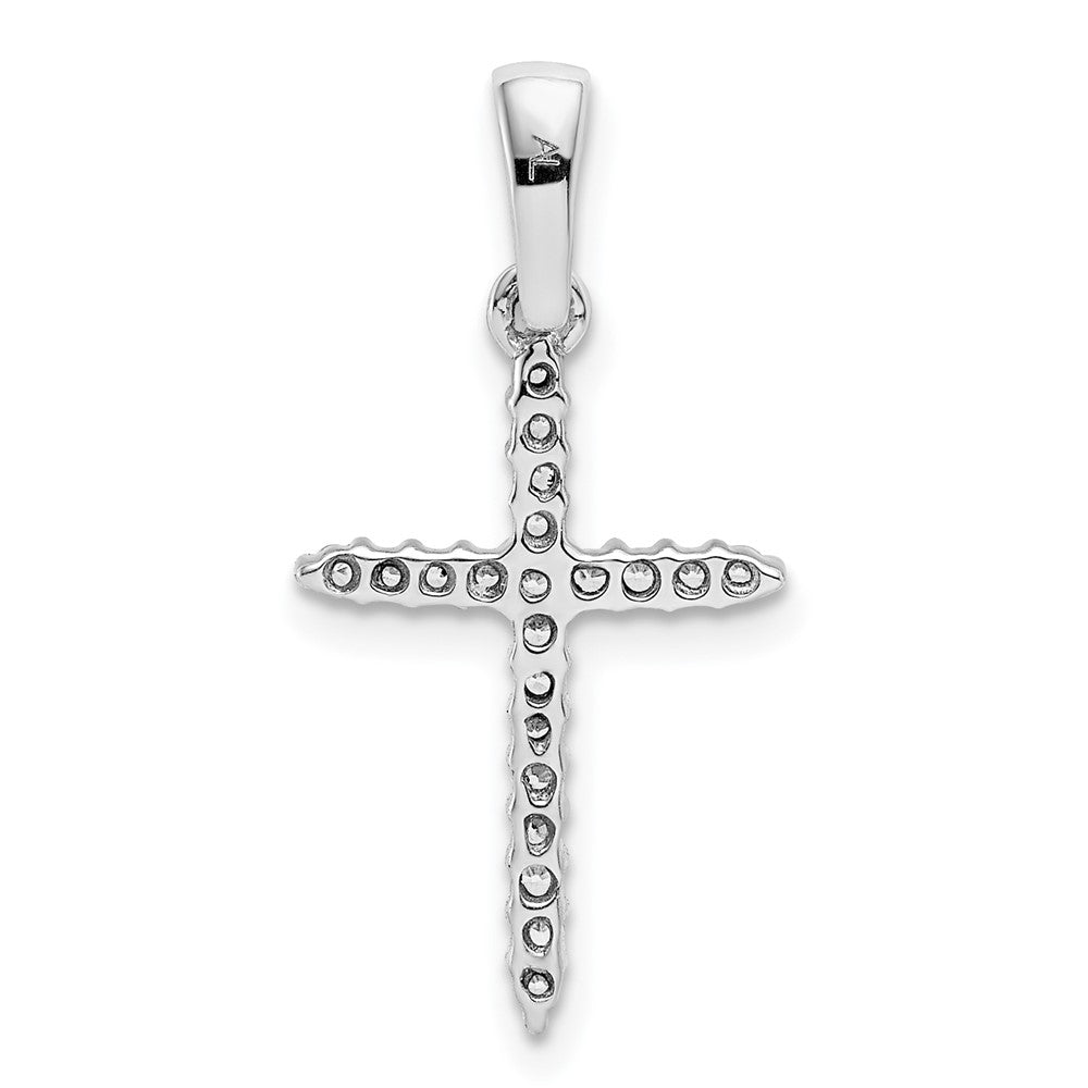 14k White Gold 1/6ct. Real Diamond Cross Pendant