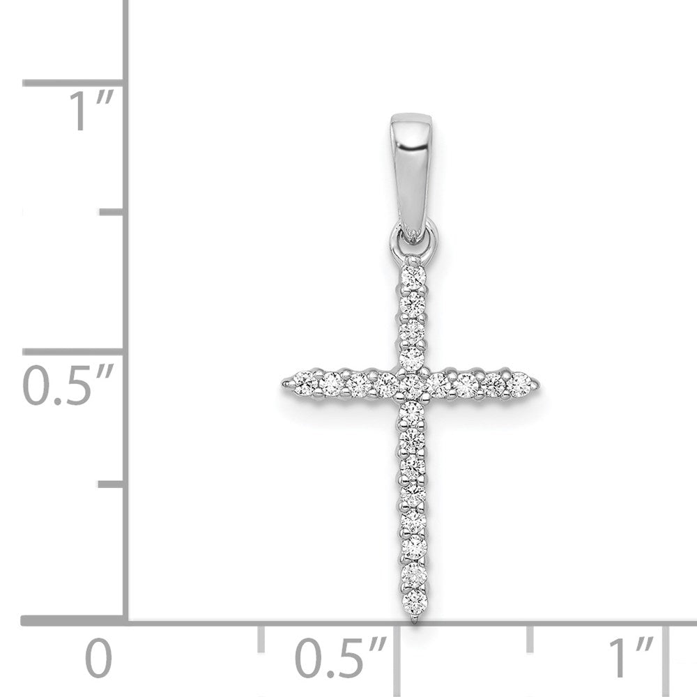 14k White Gold 1/6ct. Real Diamond Cross Pendant