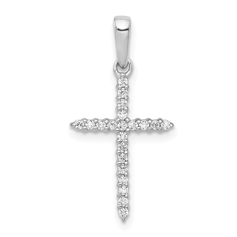 14k White Gold 1/6ct. Real Diamond Cross Pendant