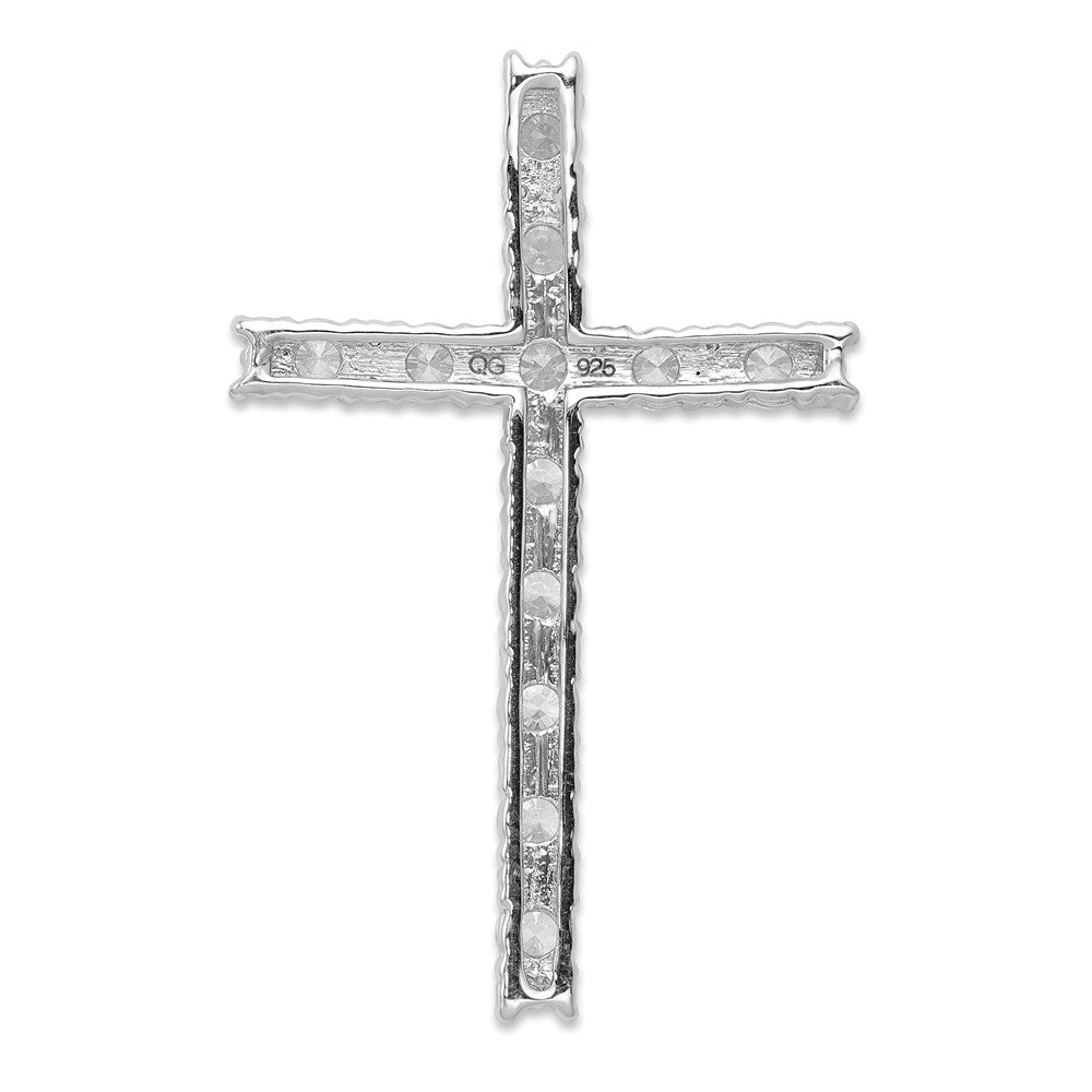 14k White Gold Real Diamond Latin Cross Pendant