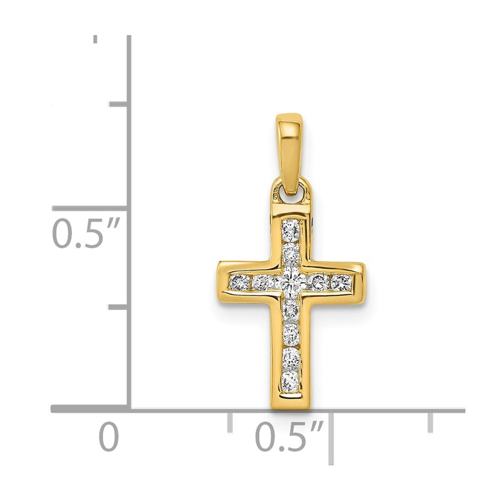 14K Yellow Gold 1/6ct. Real Diamond Latin Cross Pendant