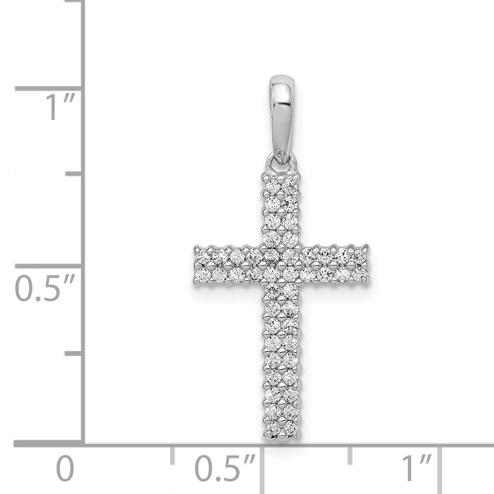 14k White Gold 1/4ct. Real Diamond Cross Pendant