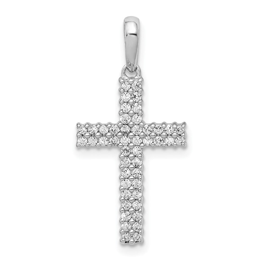 14k White Gold 1/4ct. Real Diamond Cross Pendant