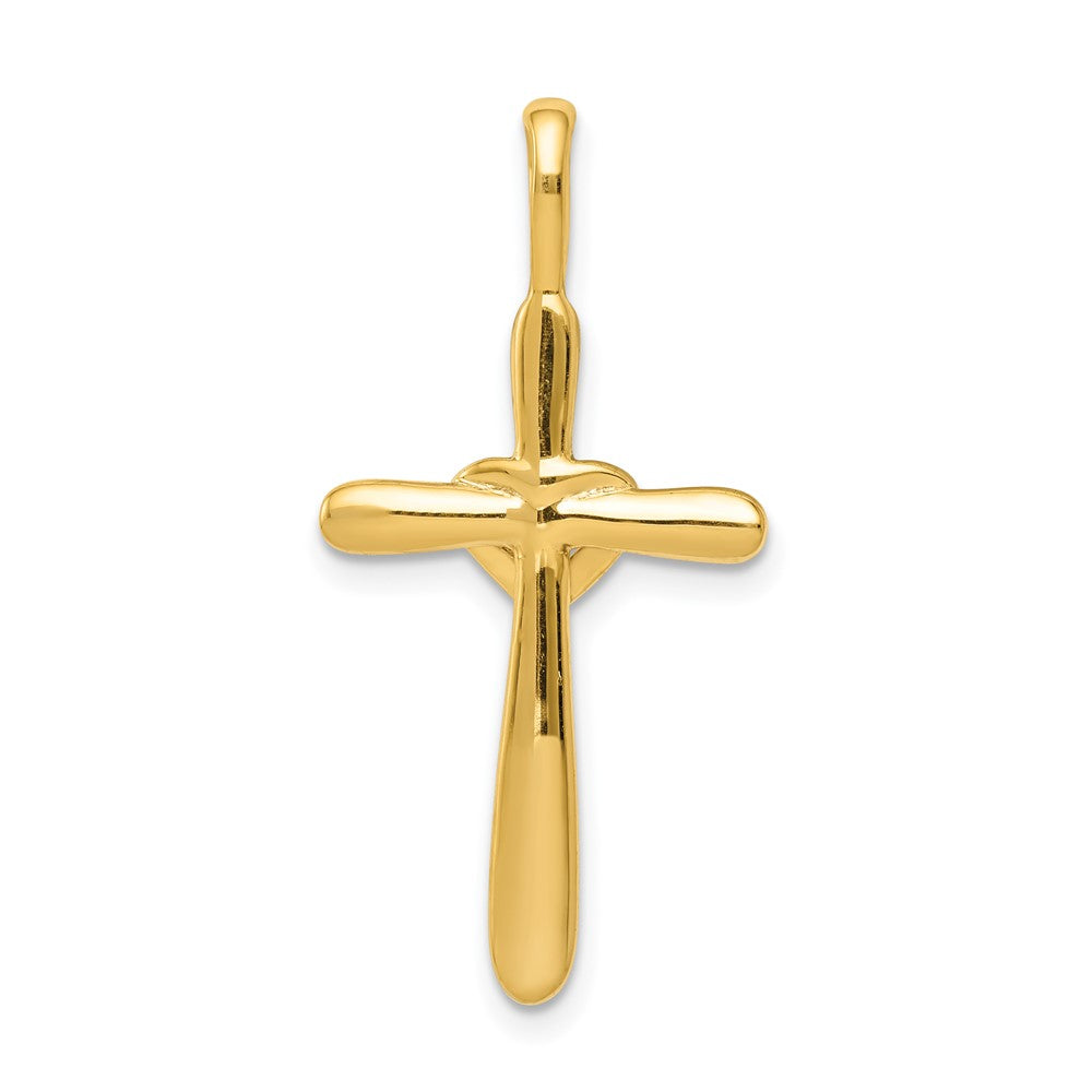 14K Yellow Gold Real Diamond Cross w/Heart Pendant