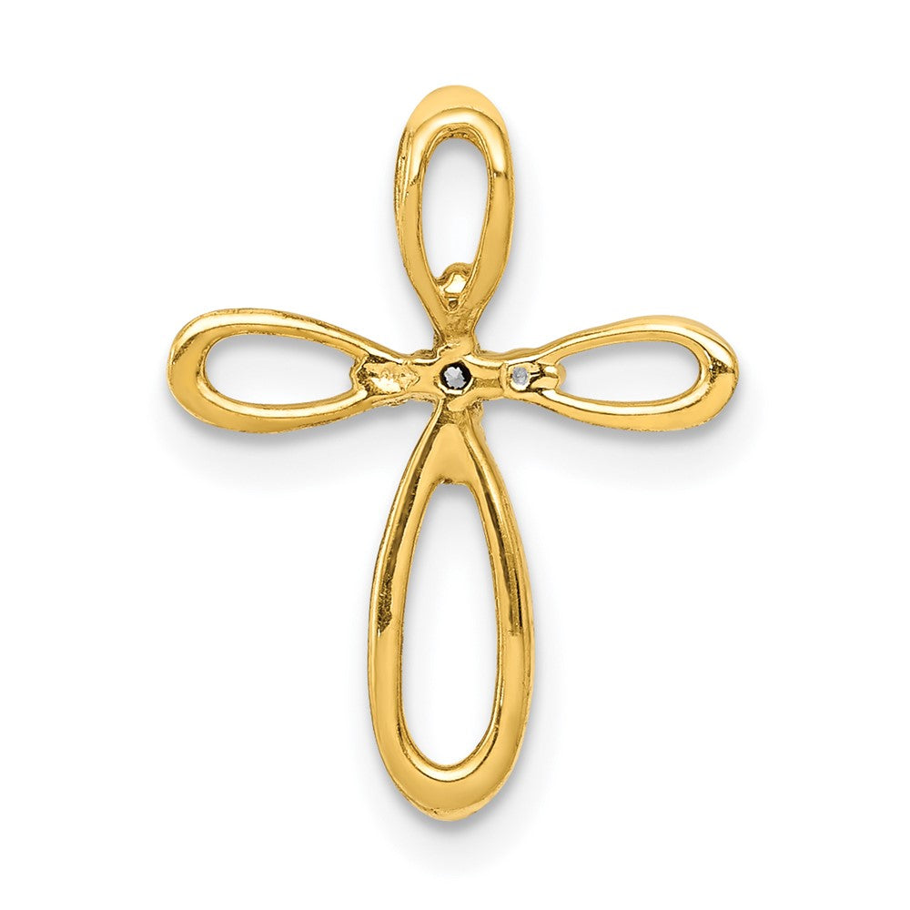 Solid 14k Yellow Gold Simulated CZ Cross Slide Pendant