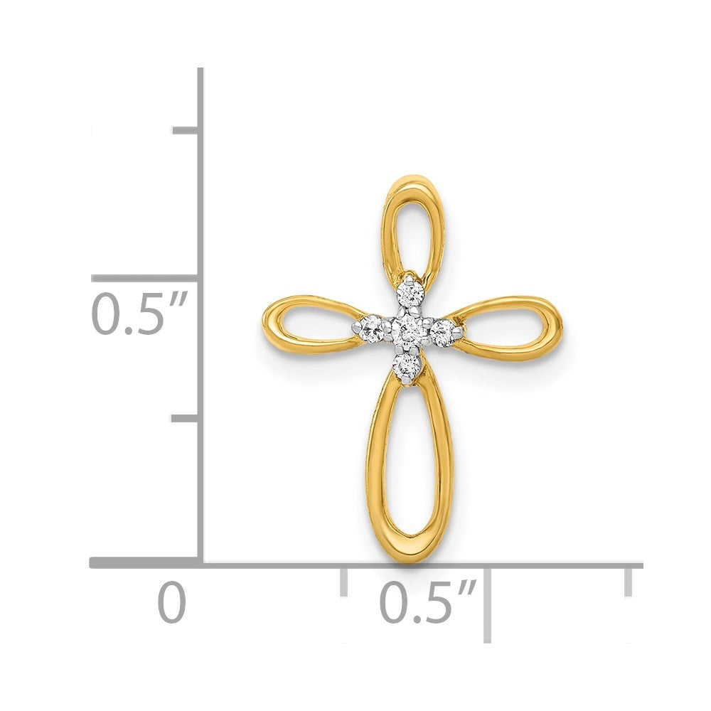 Solid 14k Yellow Gold Simulated CZ Cross Slide Pendant