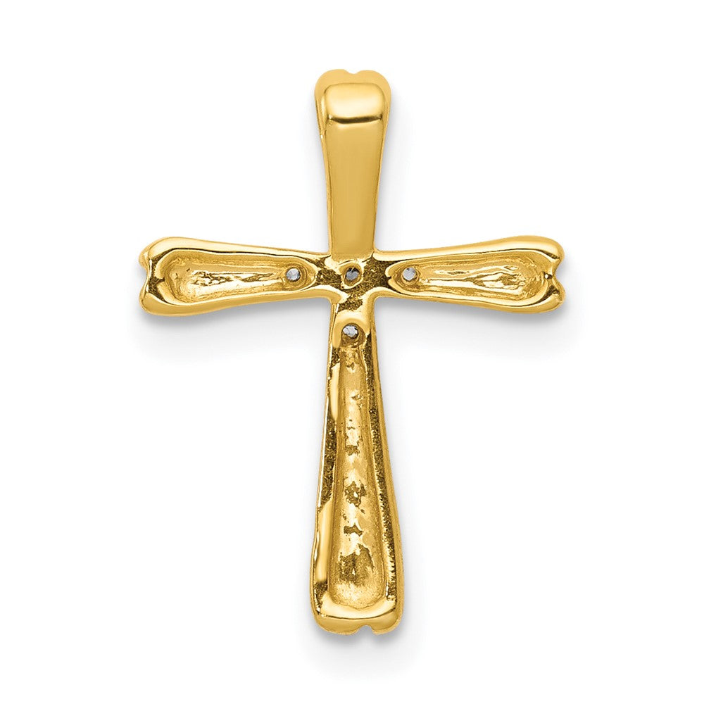 Solid 14k Yellow Gold Simulated CZ Cross Slide Pendant