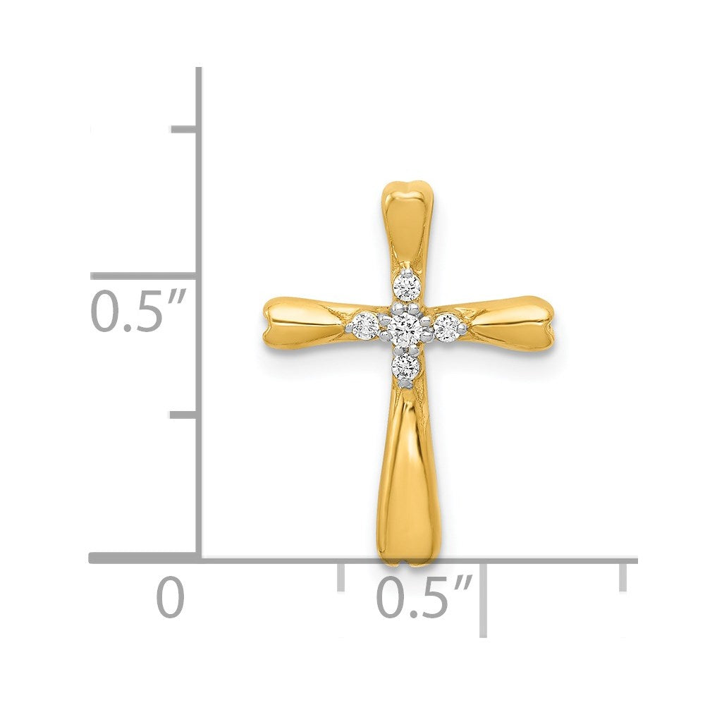 14K Yellow Gold Real Diamond Cross Slide Pendant