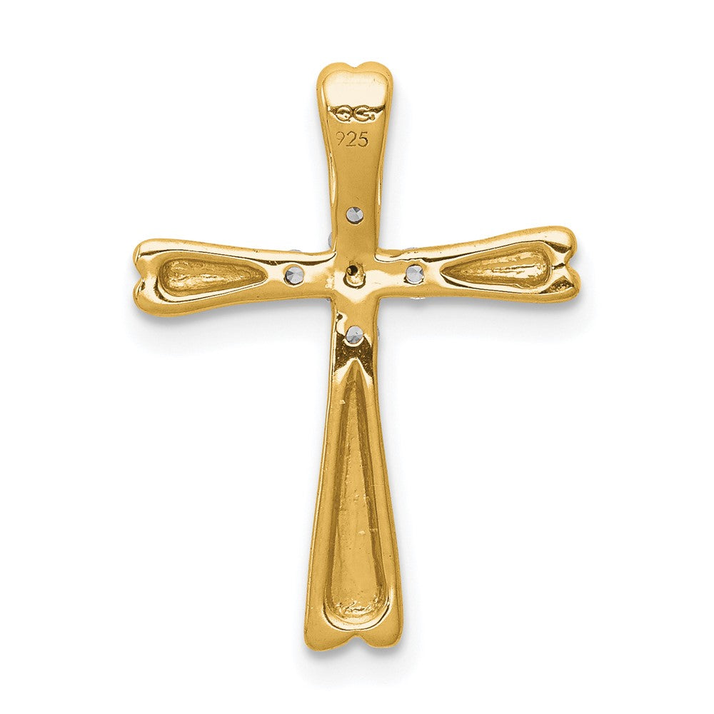 14K Yellow Gold Real Diamond Cross Slide Pendant