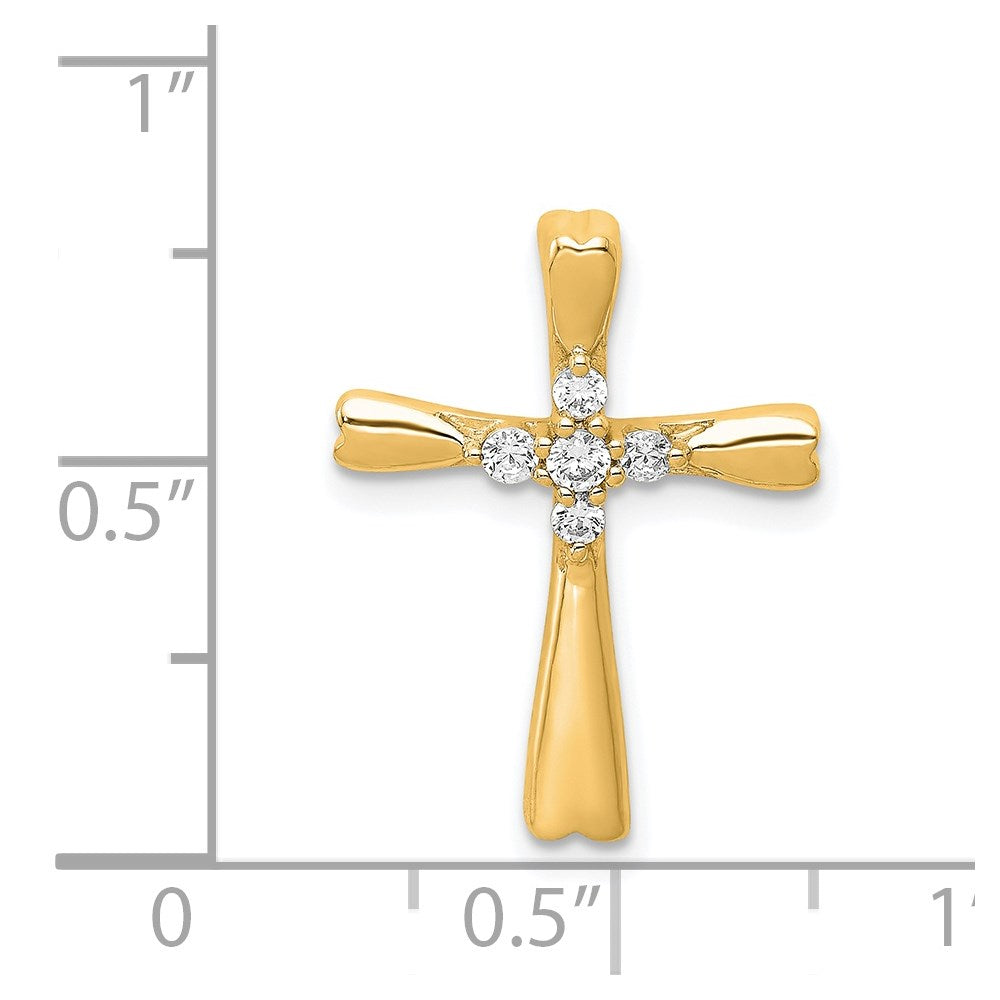 14K Yellow Gold Real Diamond Cross Slide Pendant