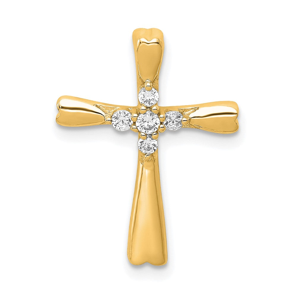 14K Yellow Gold Real Diamond Cross Slide Pendant