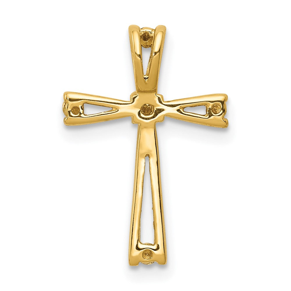 14K Yellow Gold AA Real Diamond Cross Pendant