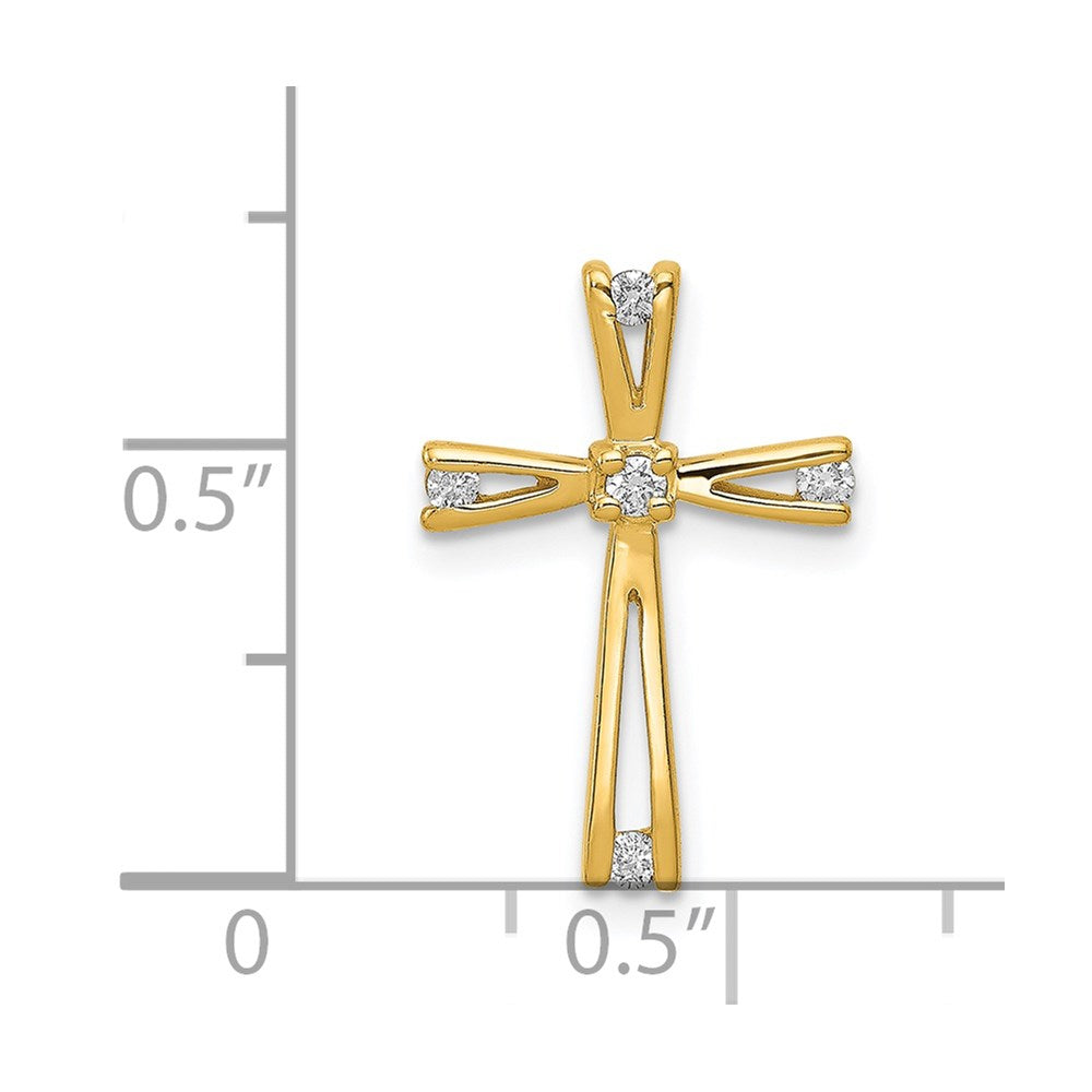 14K Yellow Gold AA Real Diamond Cross Pendant