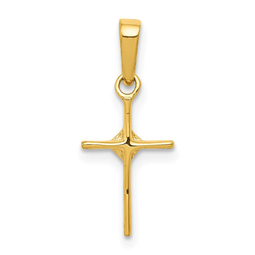 14K Yellow Gold Small .01ct. Real Diamond Cross Pendant